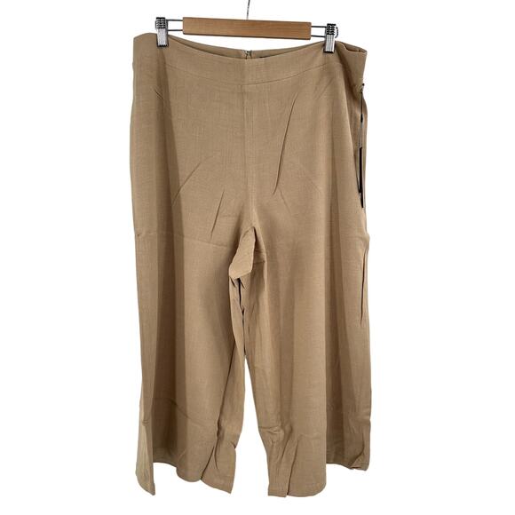 Maree Pour Toi linen blend wide leg pant in tan Size 12 - Picture 2 of 10